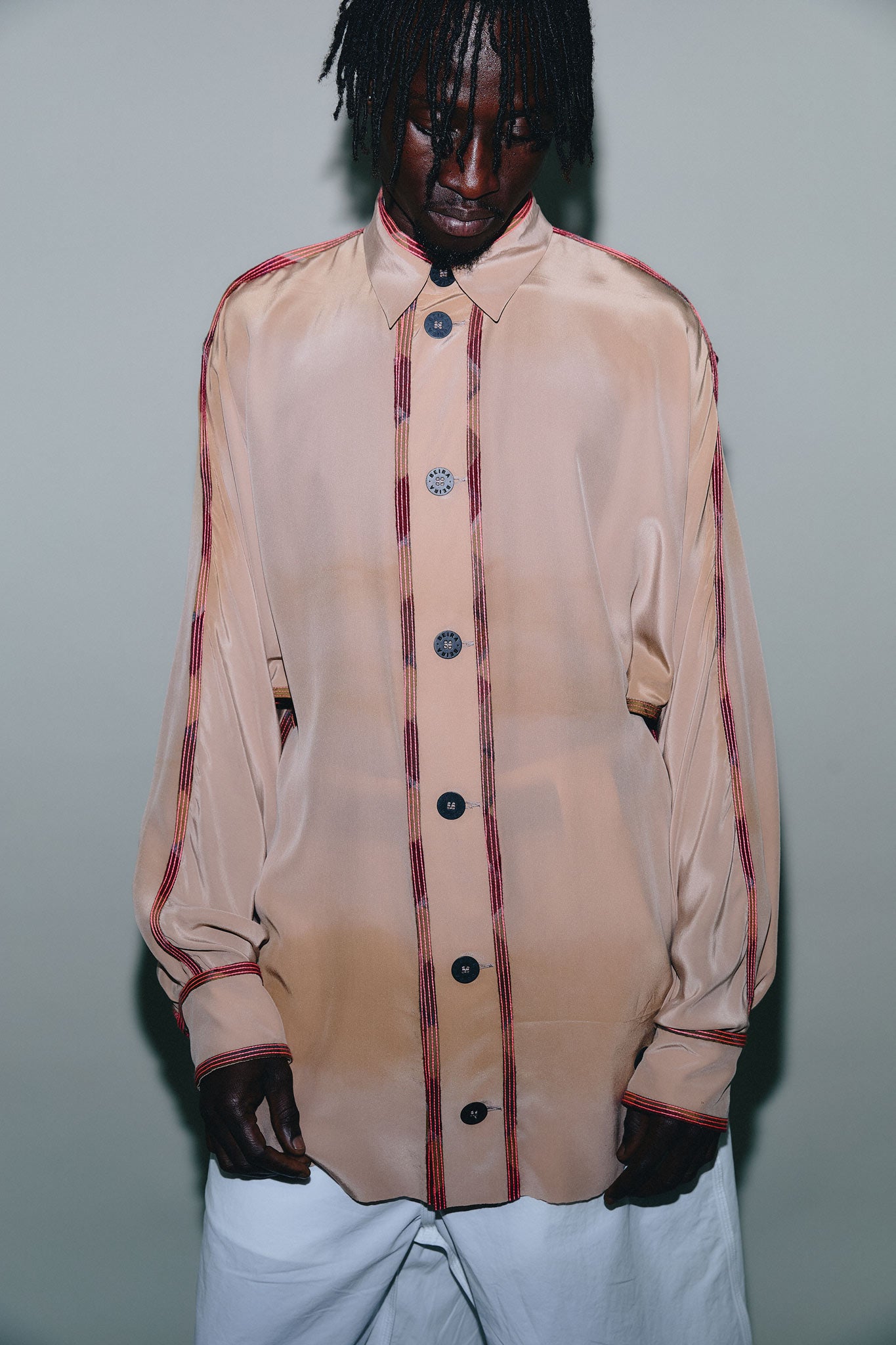 Camisa Manga Longa Seda - Bege