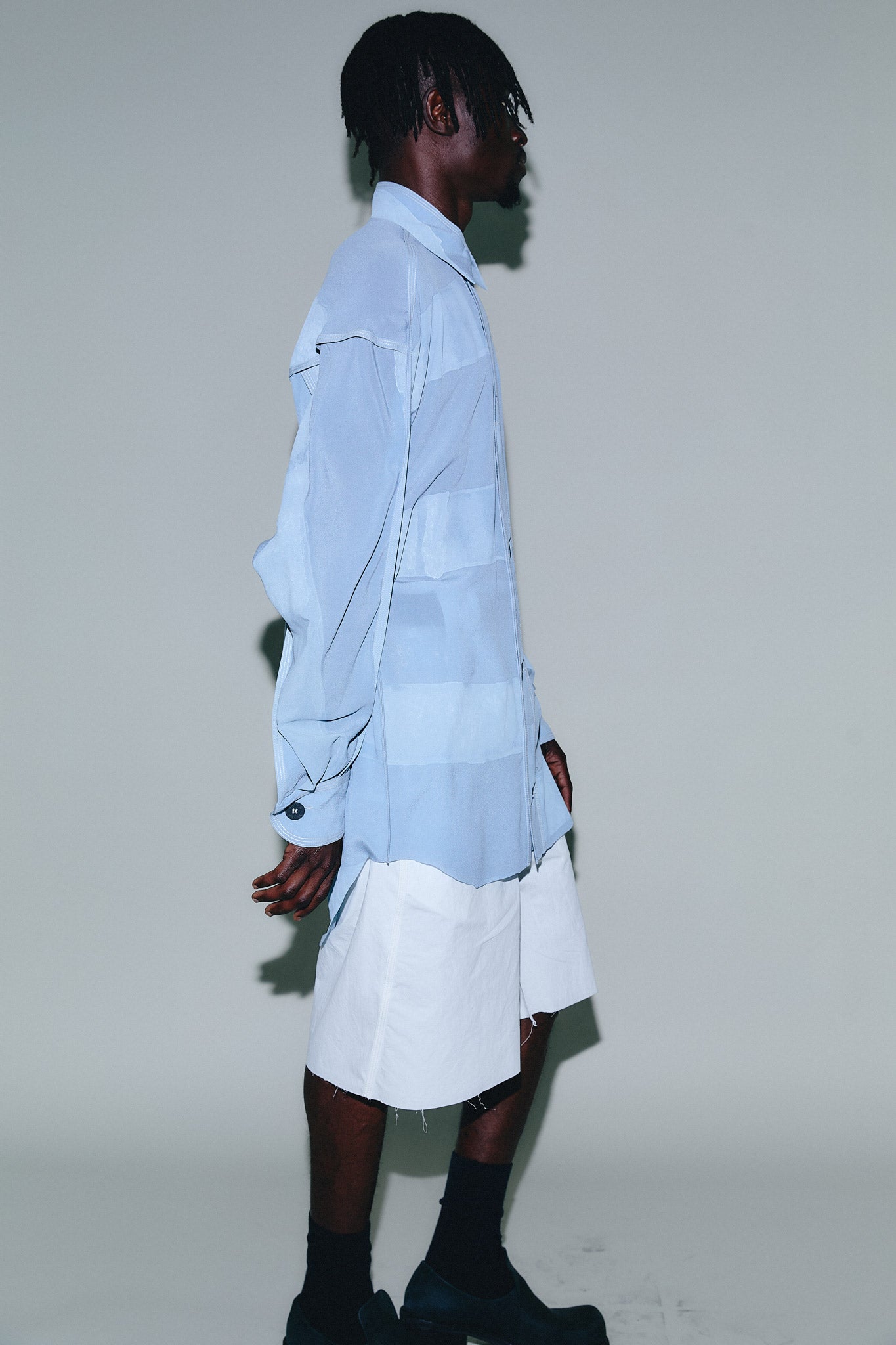 Camisa Manga Longa Seda - Azul