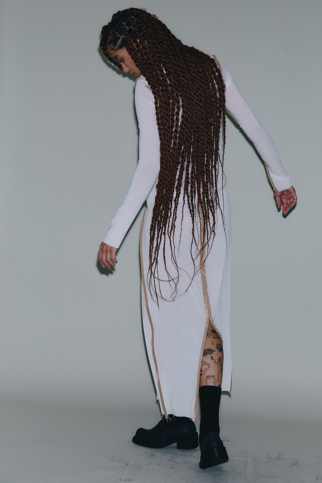 Vestido Manga Longa de Seda - Branco