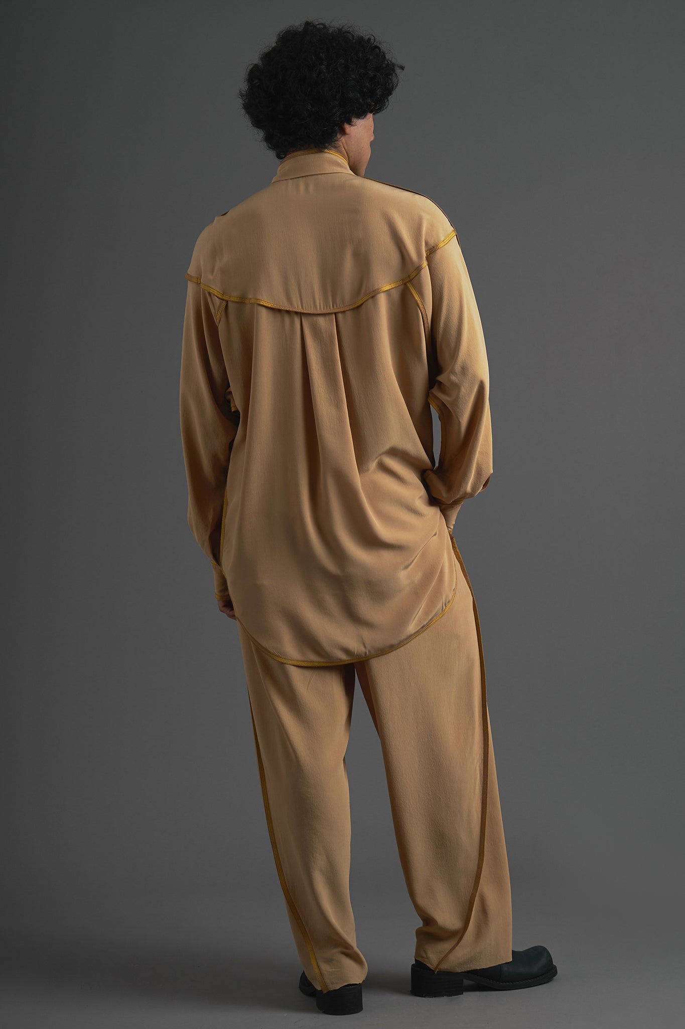 Calça Ampla Seda - Caramelo
