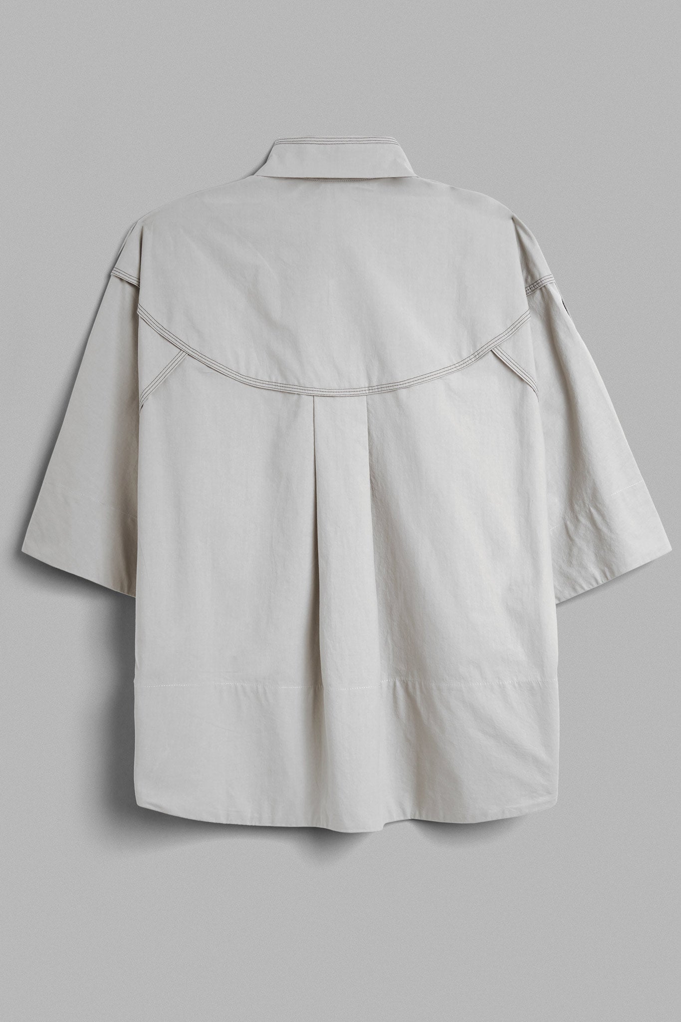 Camisa Manga Curta Ampla Algodão Rústico - Cinza
