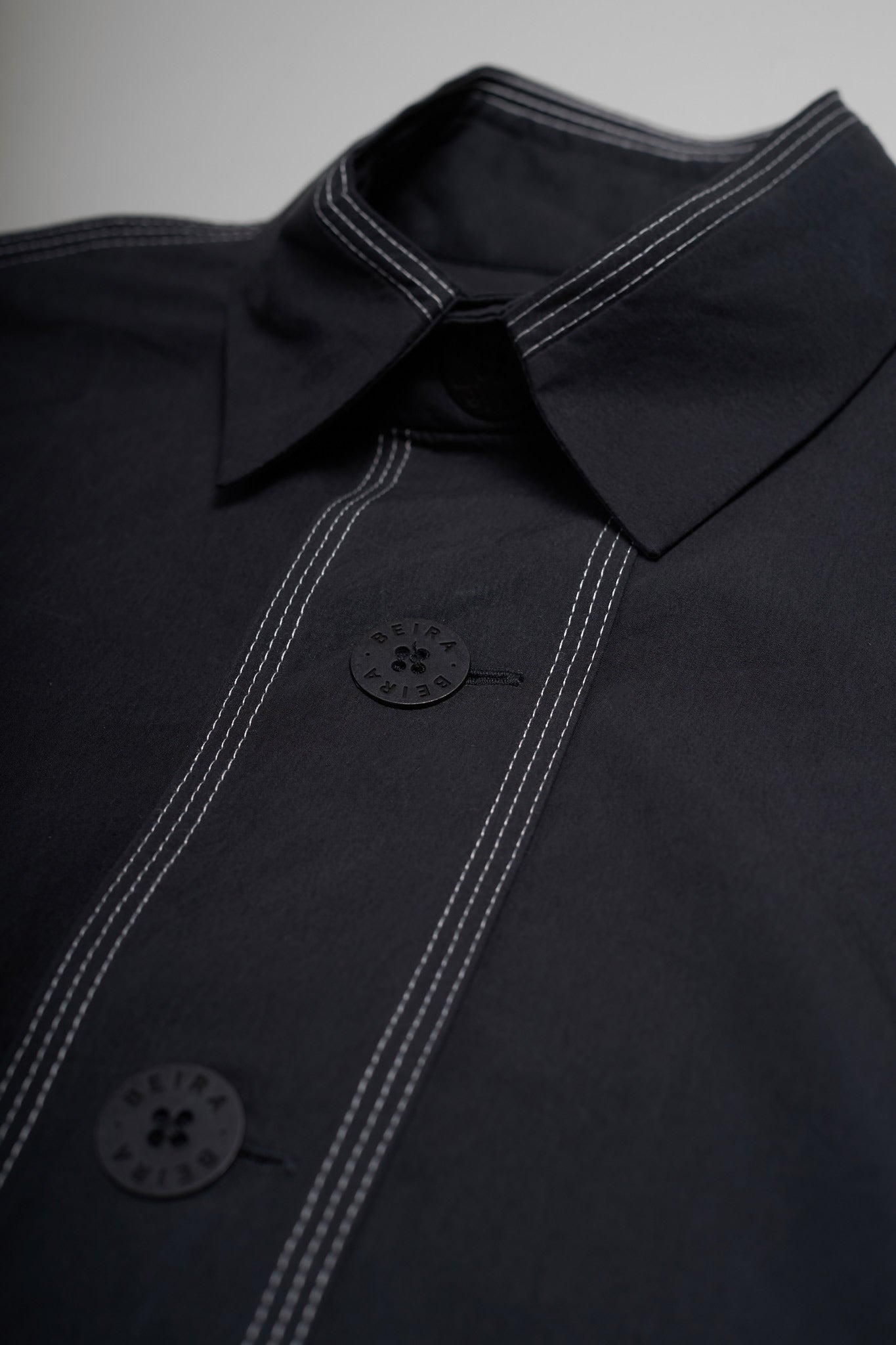 Camisa Manga Curta Ampla Algodão Rústico - Preto