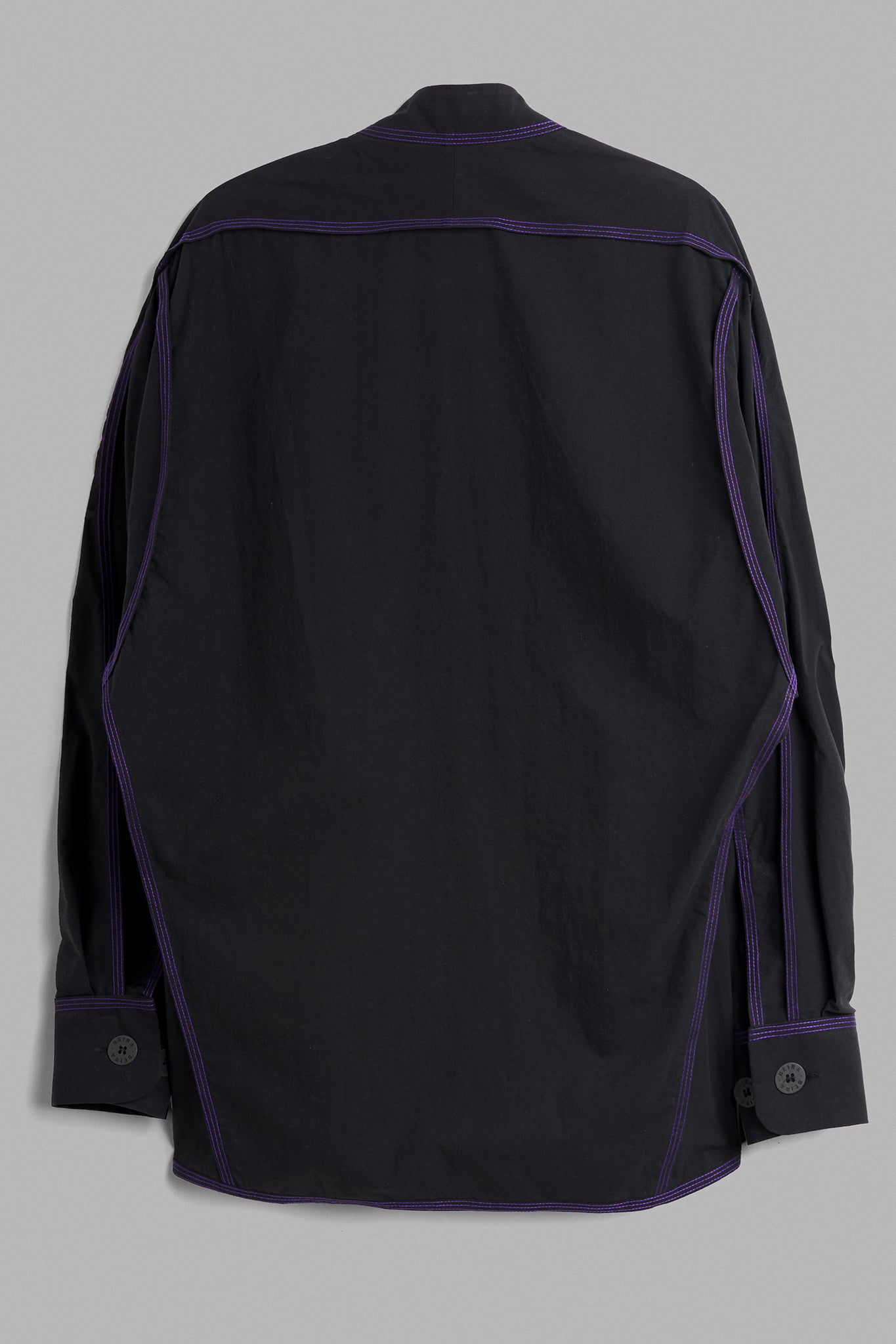 Camisa Gola Midi Algodão Pesponto Roxo - Preto