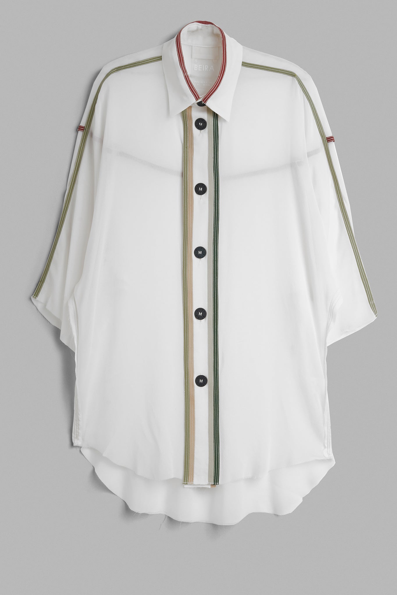 Camisa de Botão Seda Semitransparente - Branco
