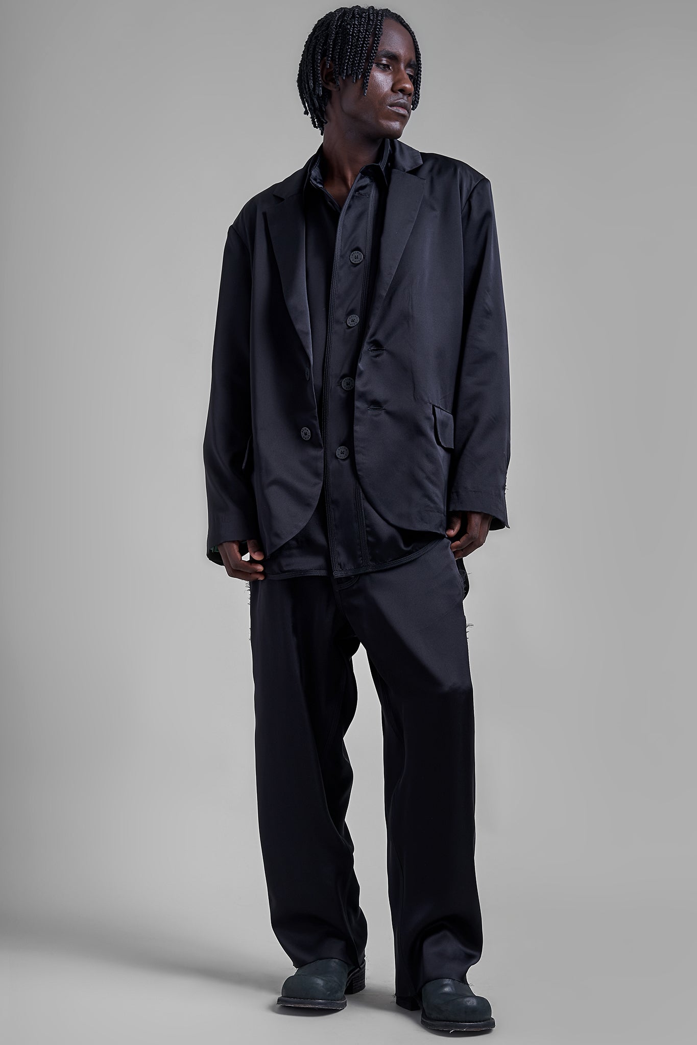 Blazer Forrado Seda Cetim - Preto