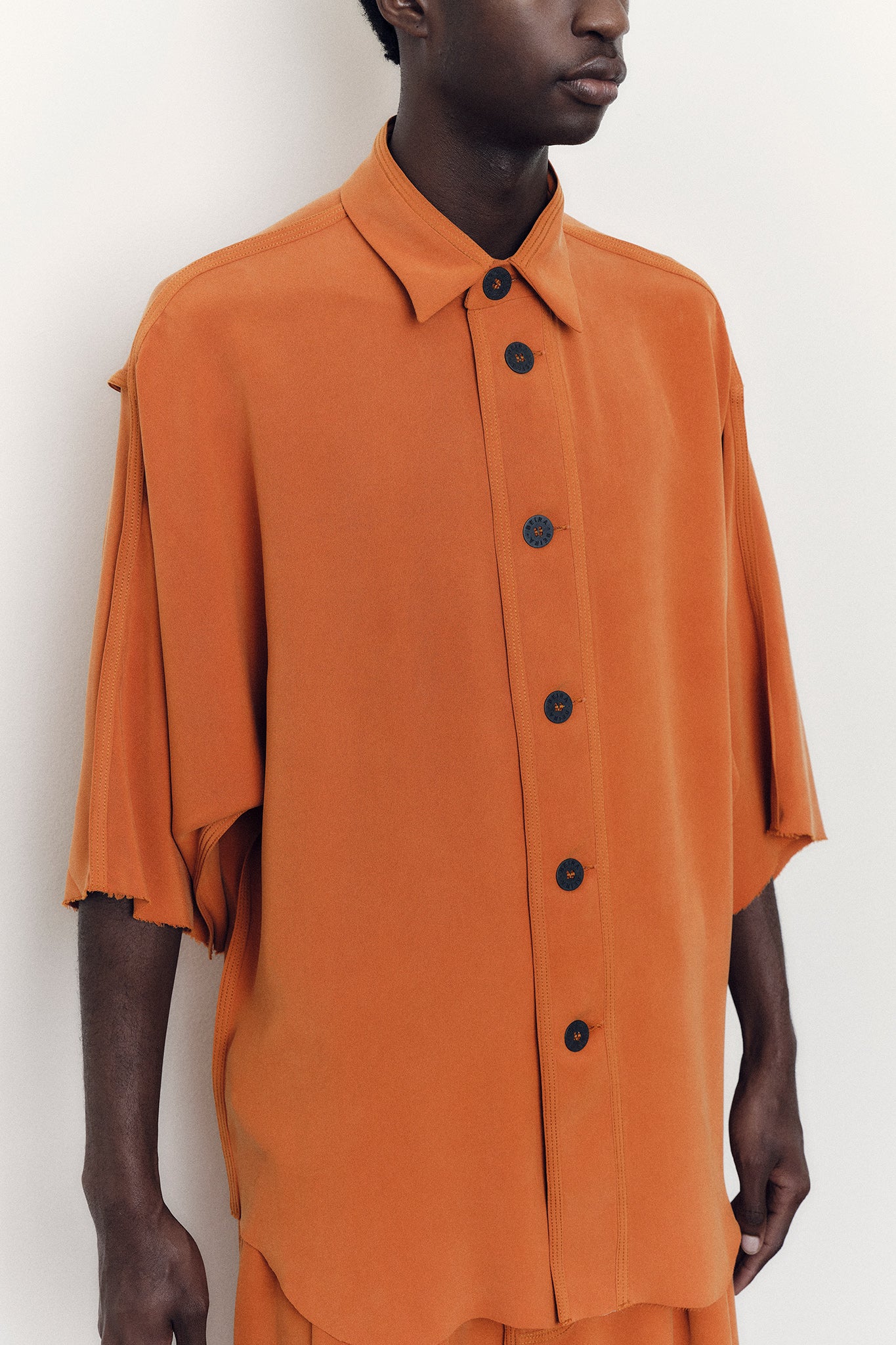 Camisa Oversized em Seda Fosca - Laranja