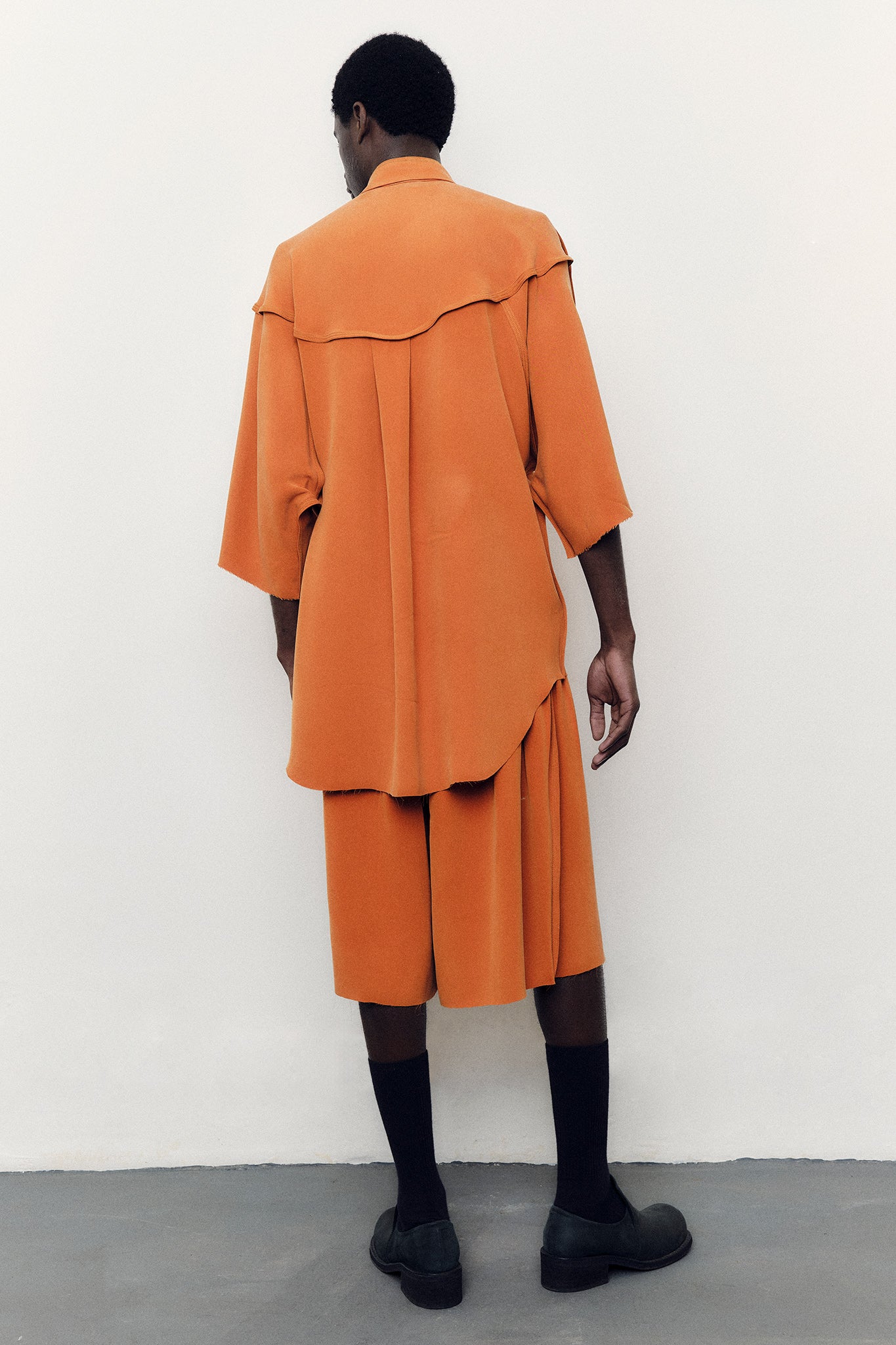 Camisa Oversized em Seda Fosca - Laranja