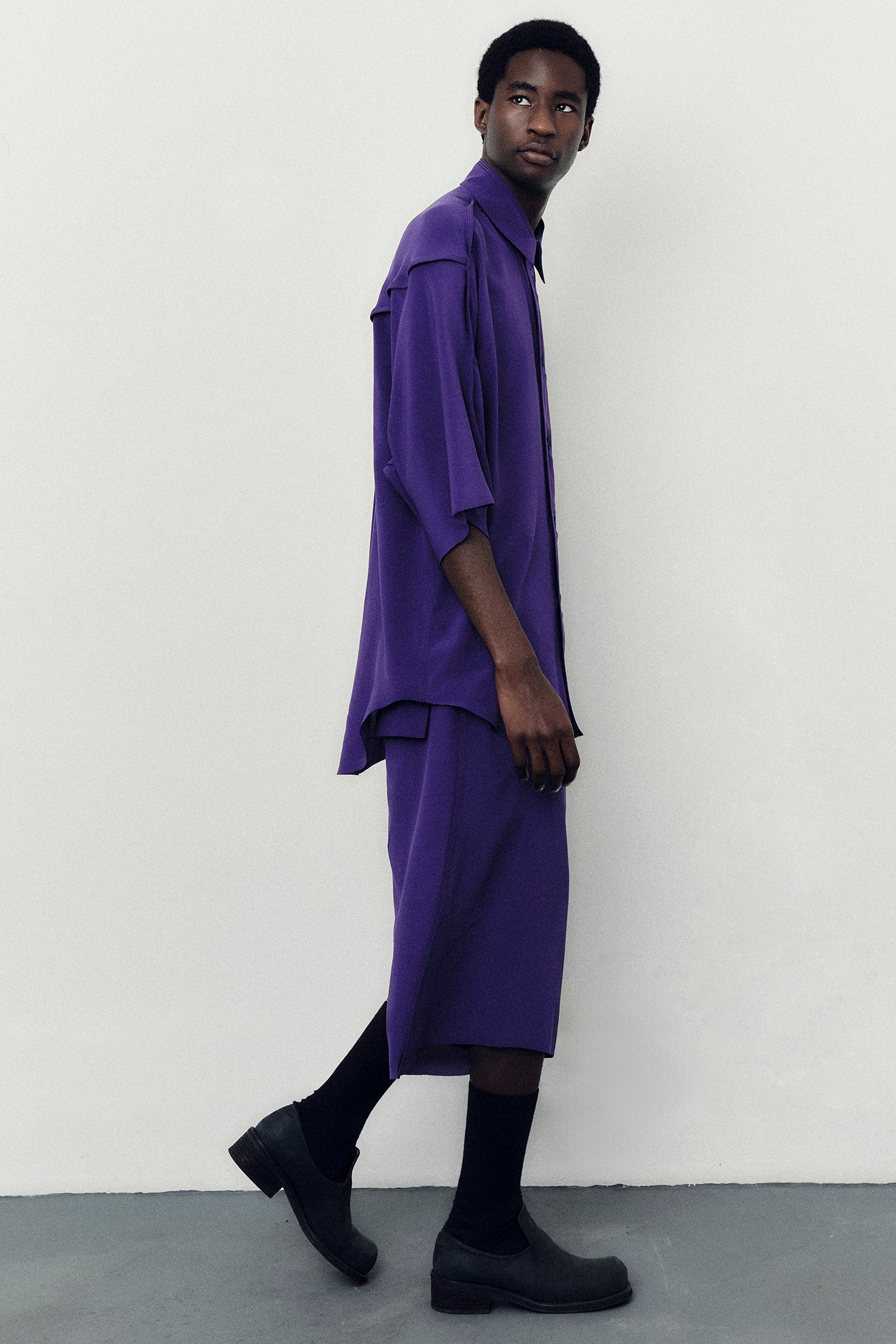 Bermuda Cós Ajustável em Seda - Roxo