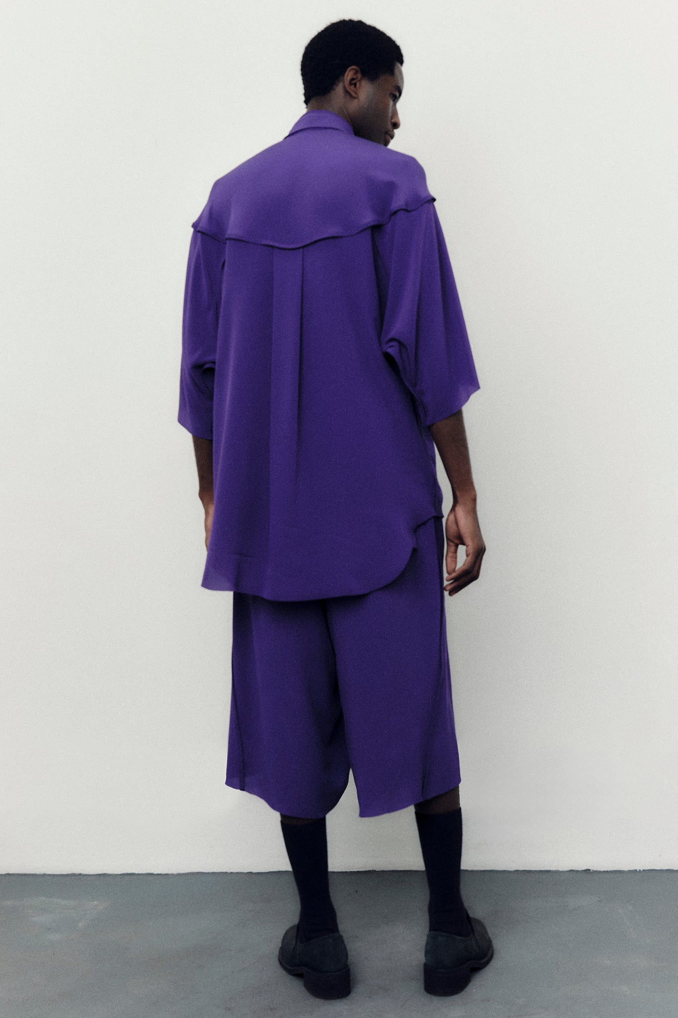 Bermuda Cós Ajustável em Seda - Roxo