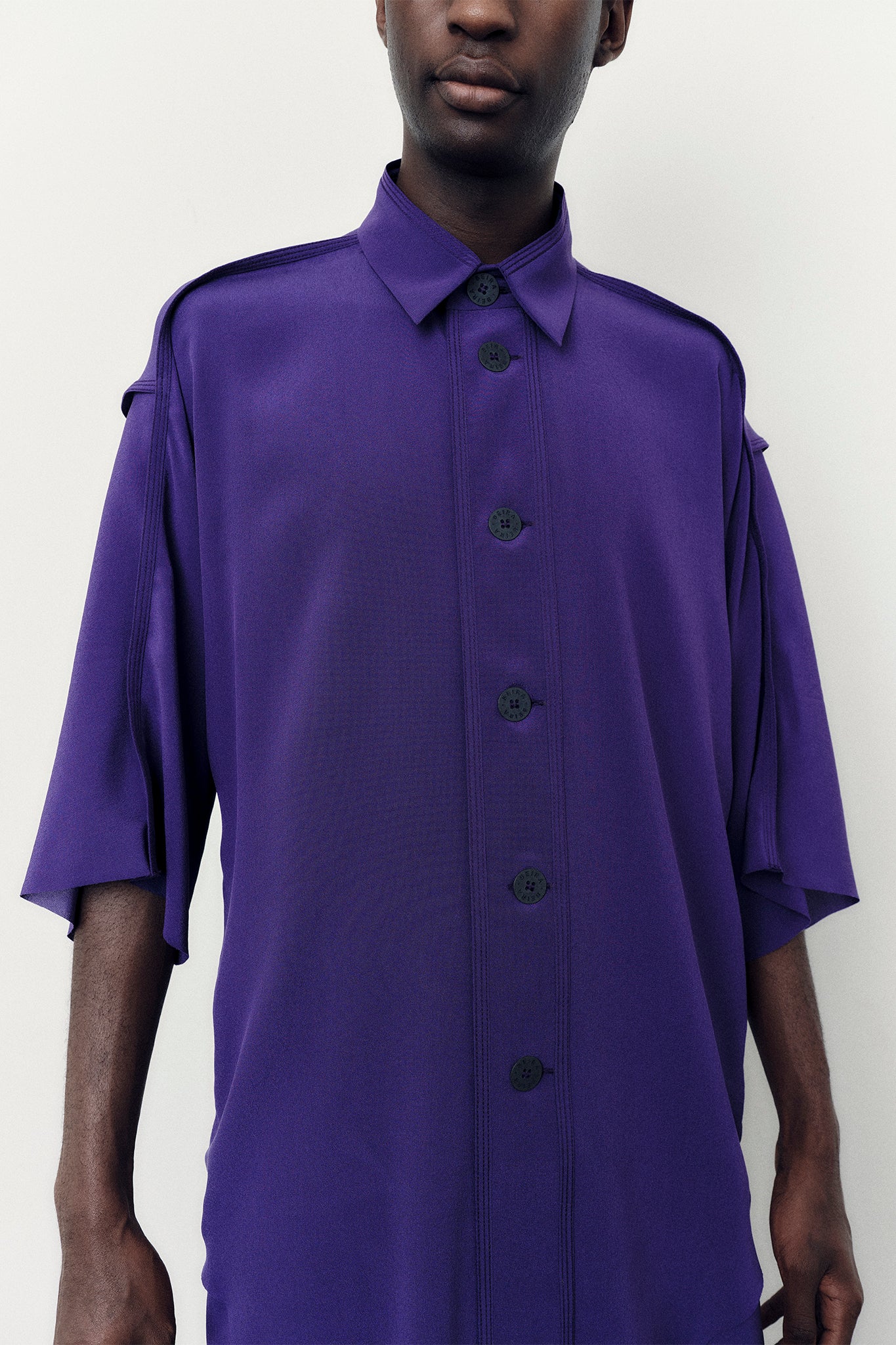Camisa Oversized em Seda - Roxo