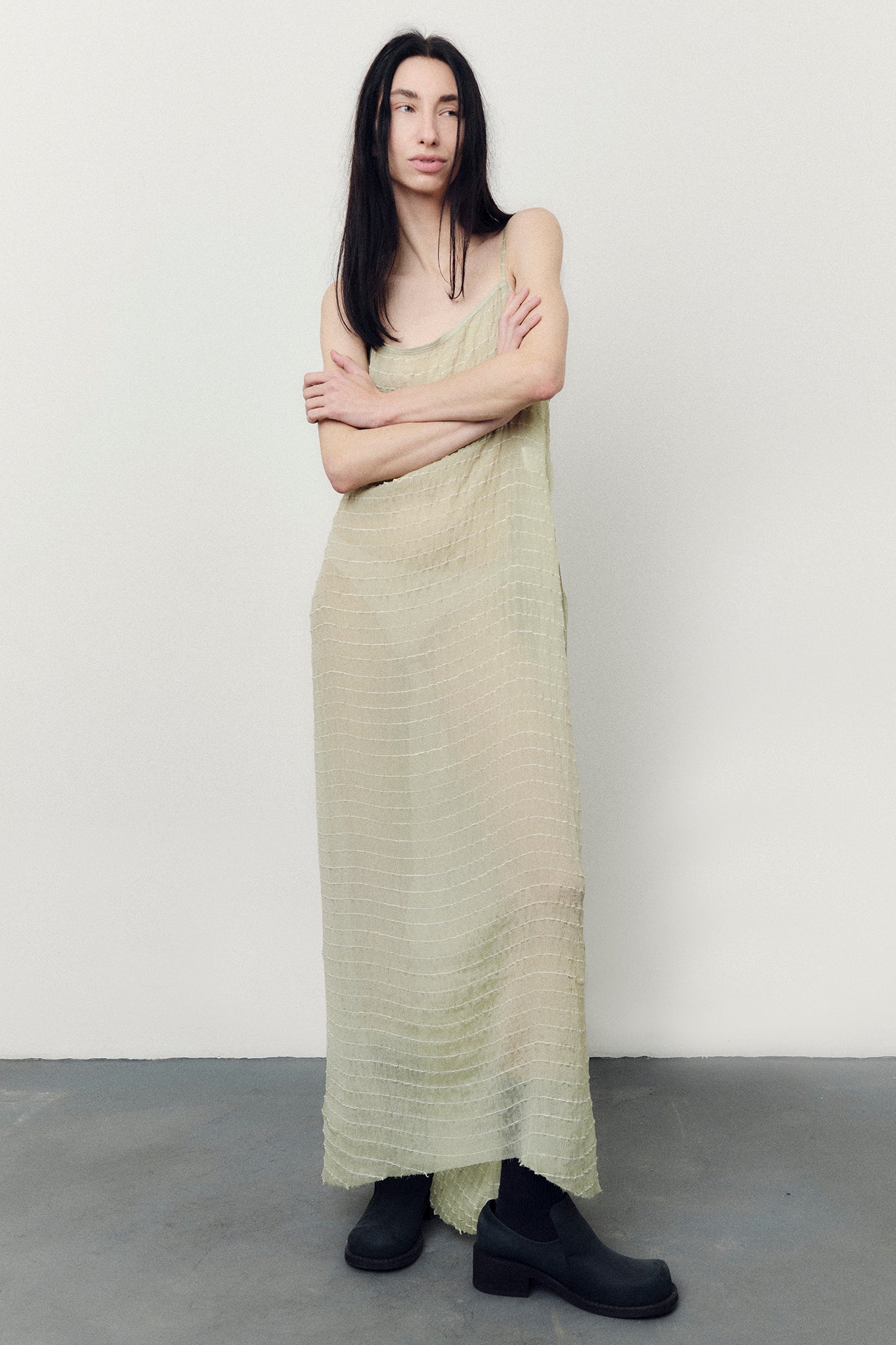 Vestido Barbara em Seda Texturizada - Hortelã