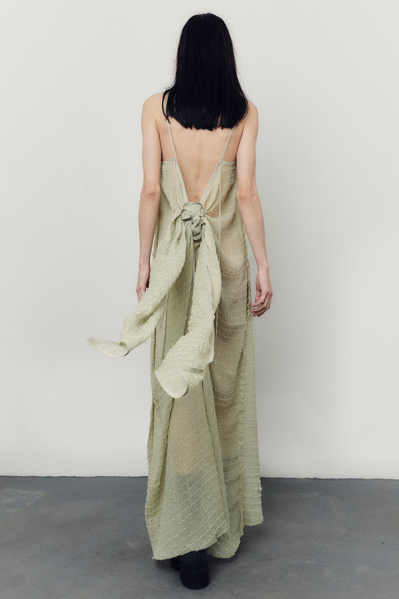 Vestido Barbara em Seda Texturizada - Hortelã