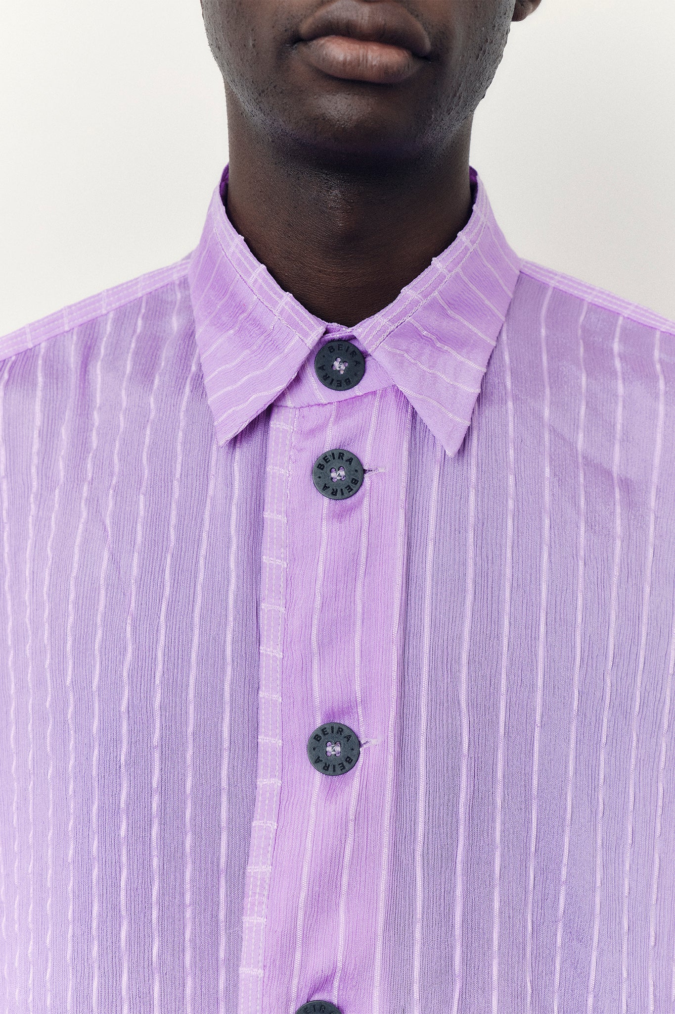 Camisa Oversized em Seda Texturizada - Lilás