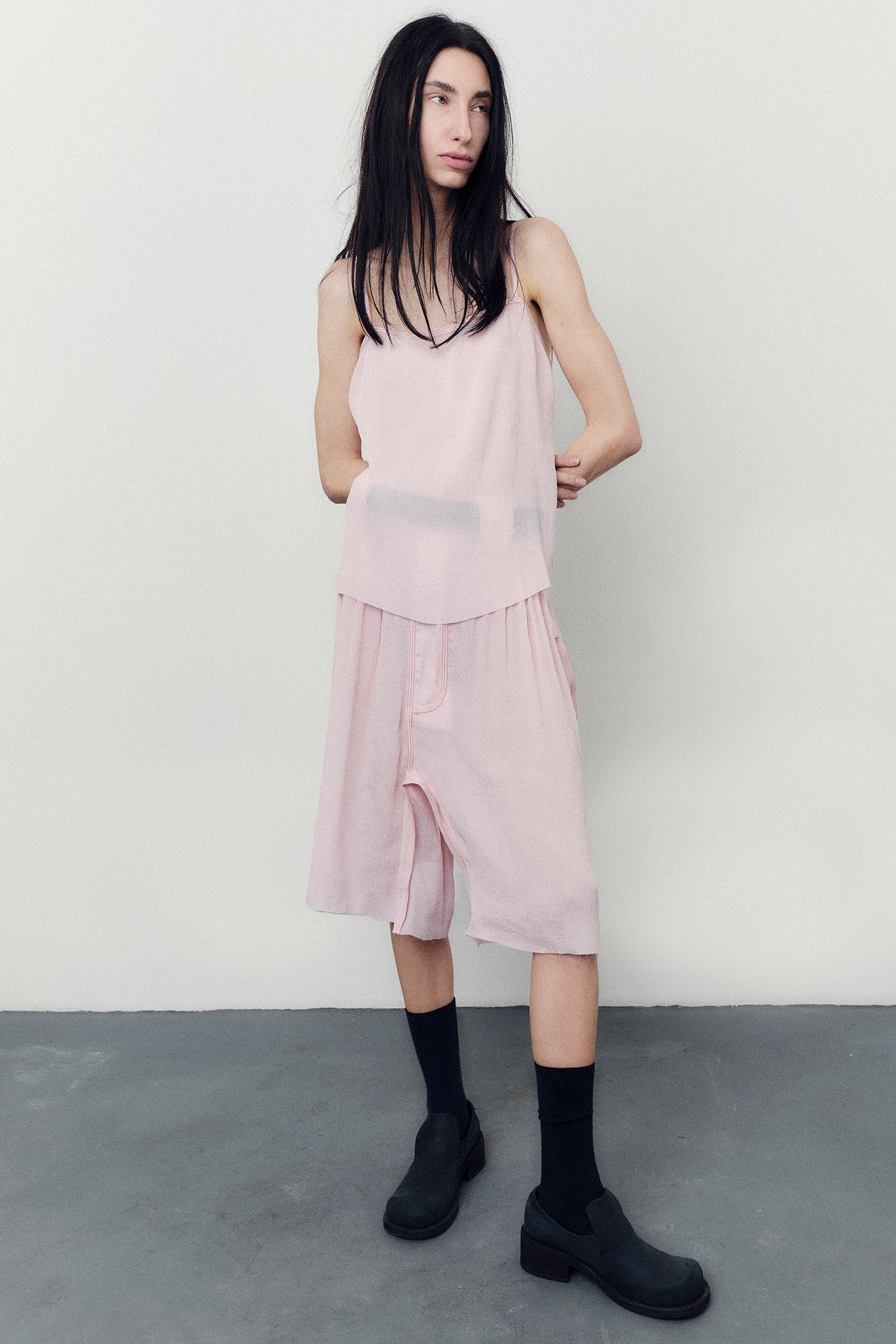 Top Decote Costas em Seda Texturizada - Rosa Pêssego