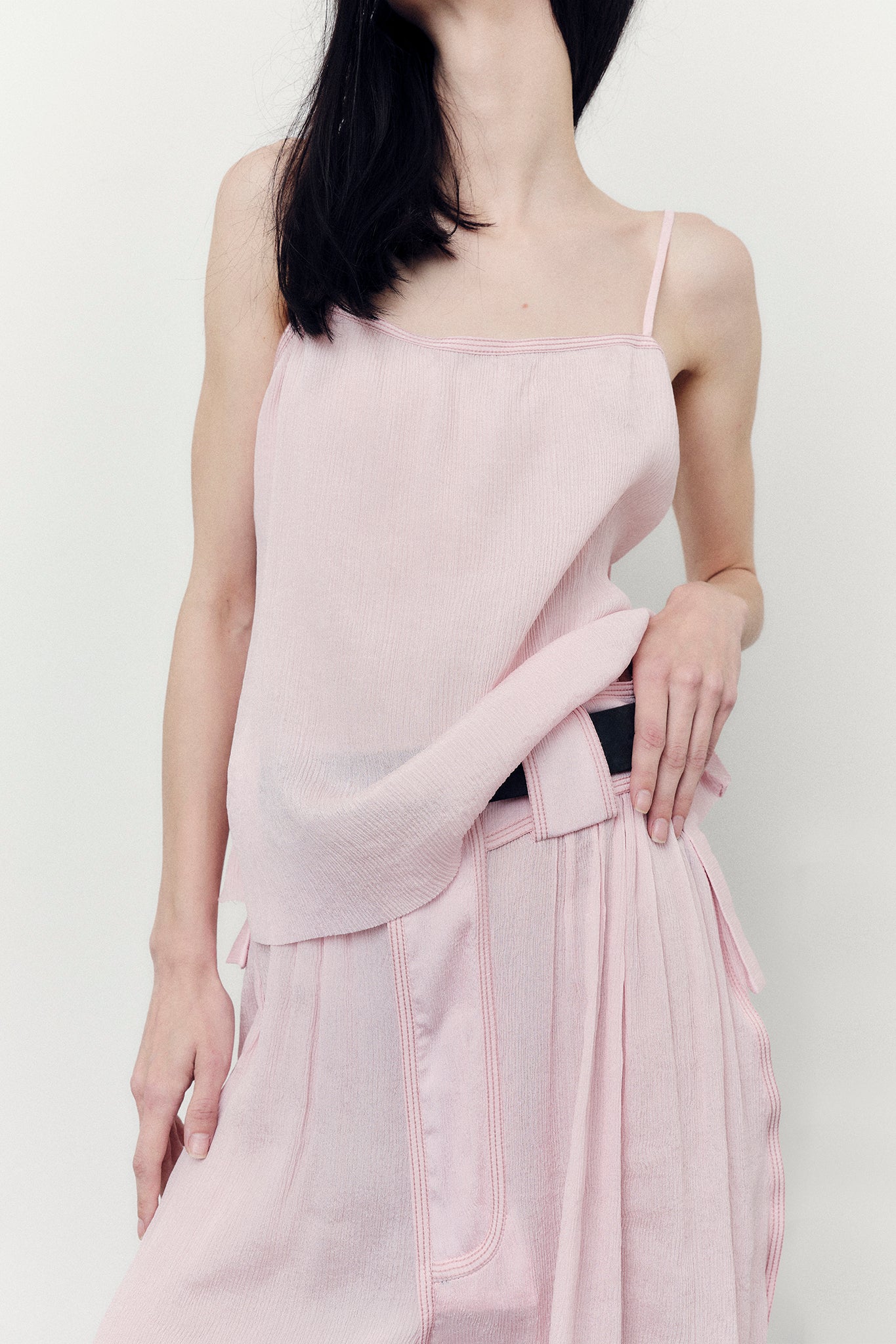 Top Decote Costas em Seda Texturizada - Rosa Pêssego