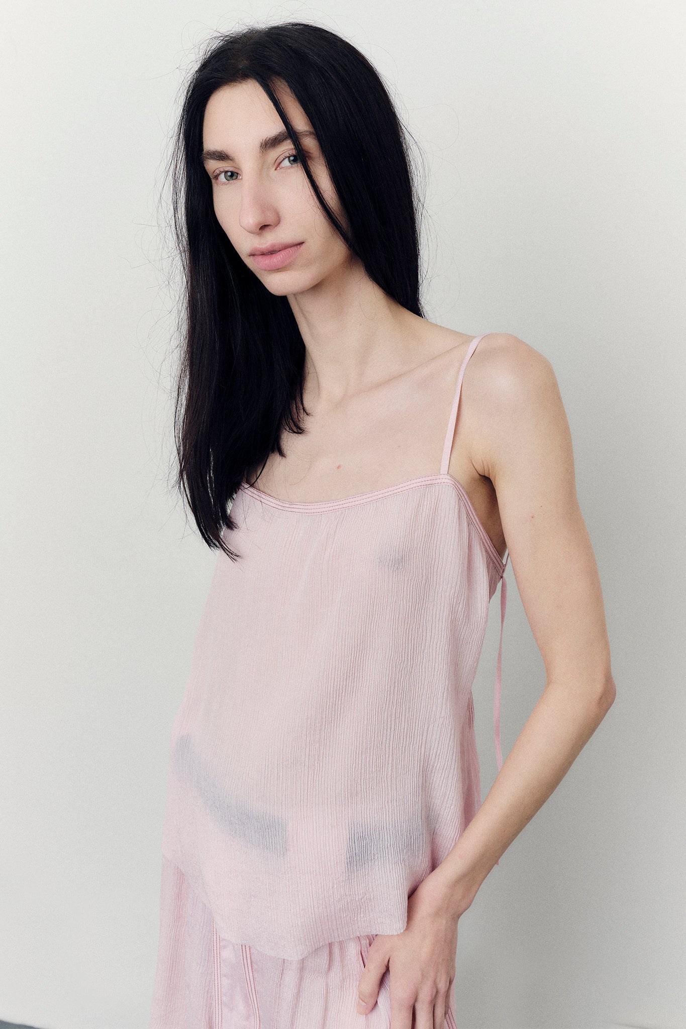 Top Decote Costas em Seda Texturizada - Rosa Pêssego