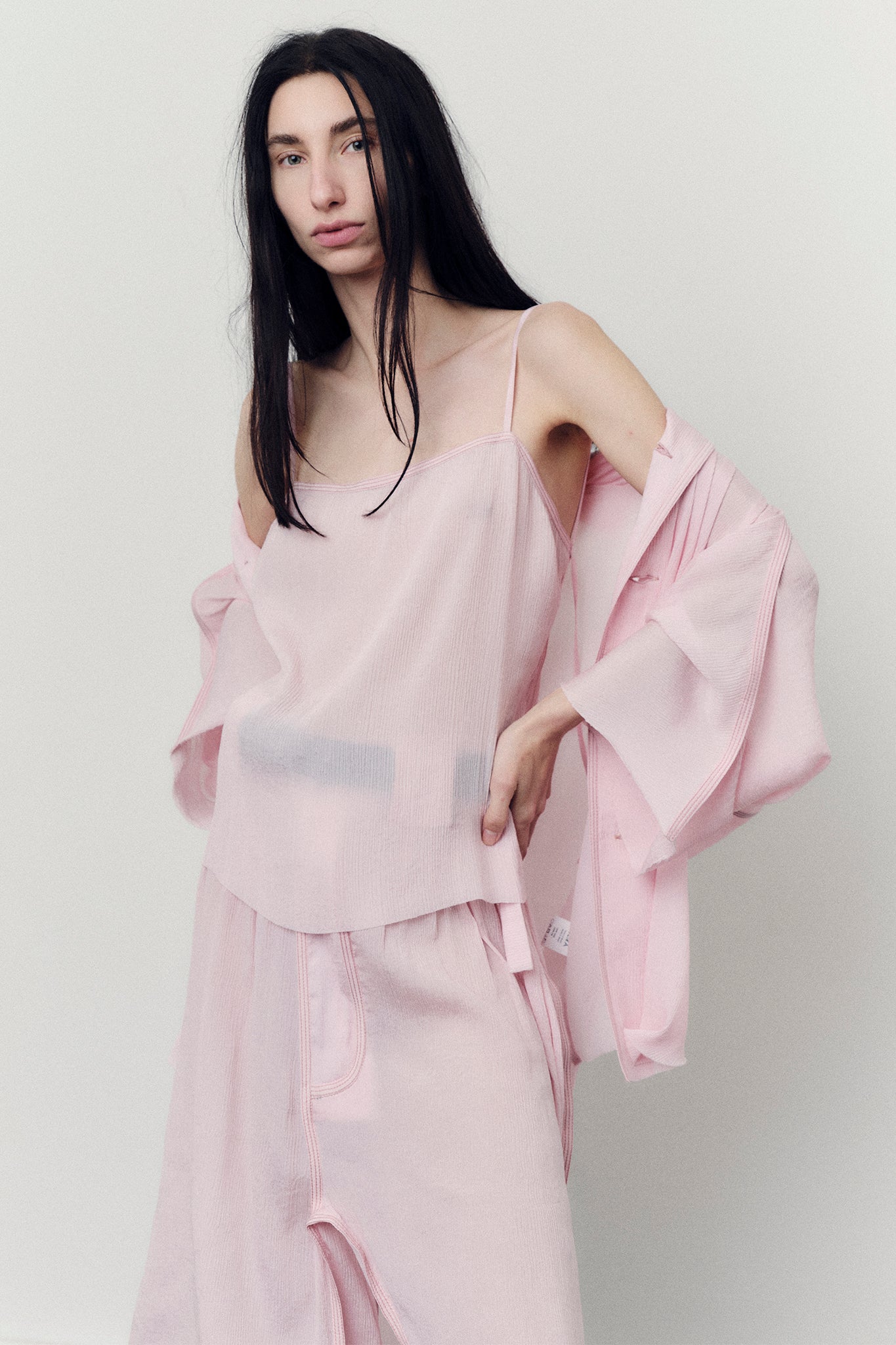 Top Decote Costas em Seda Texturizada - Rosa Pêssego