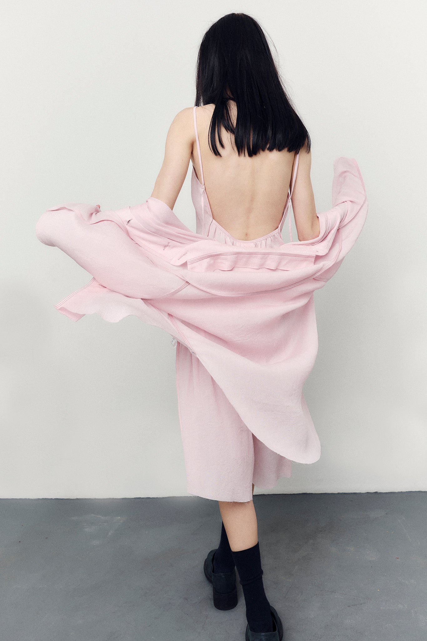 Camisa Oversized em Seda Texturizada - Rosa Pêssego