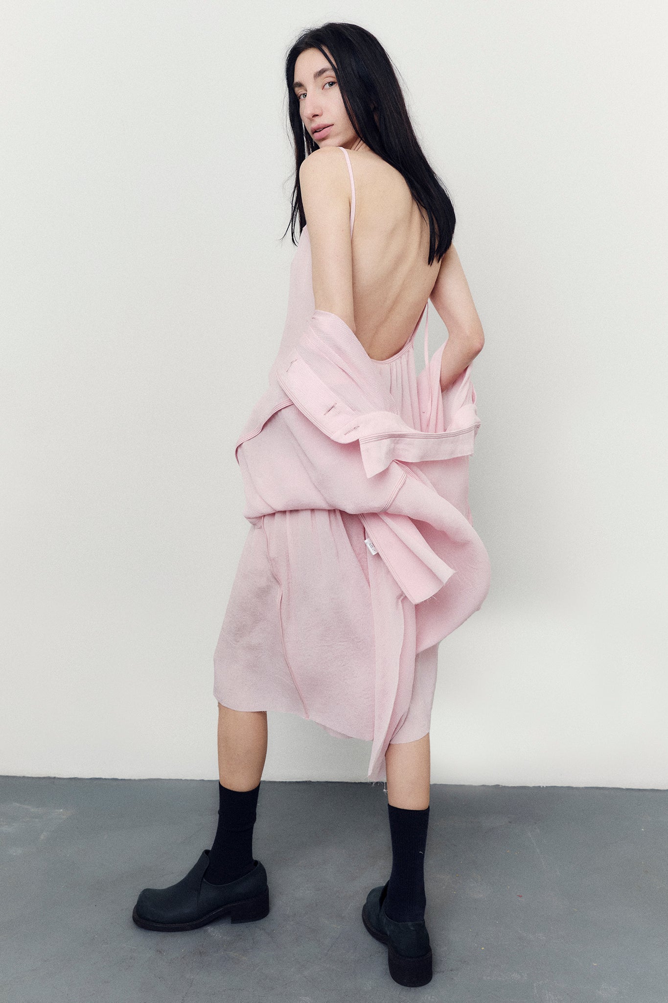 Top Decote Costas em Seda Texturizada - Rosa Pêssego