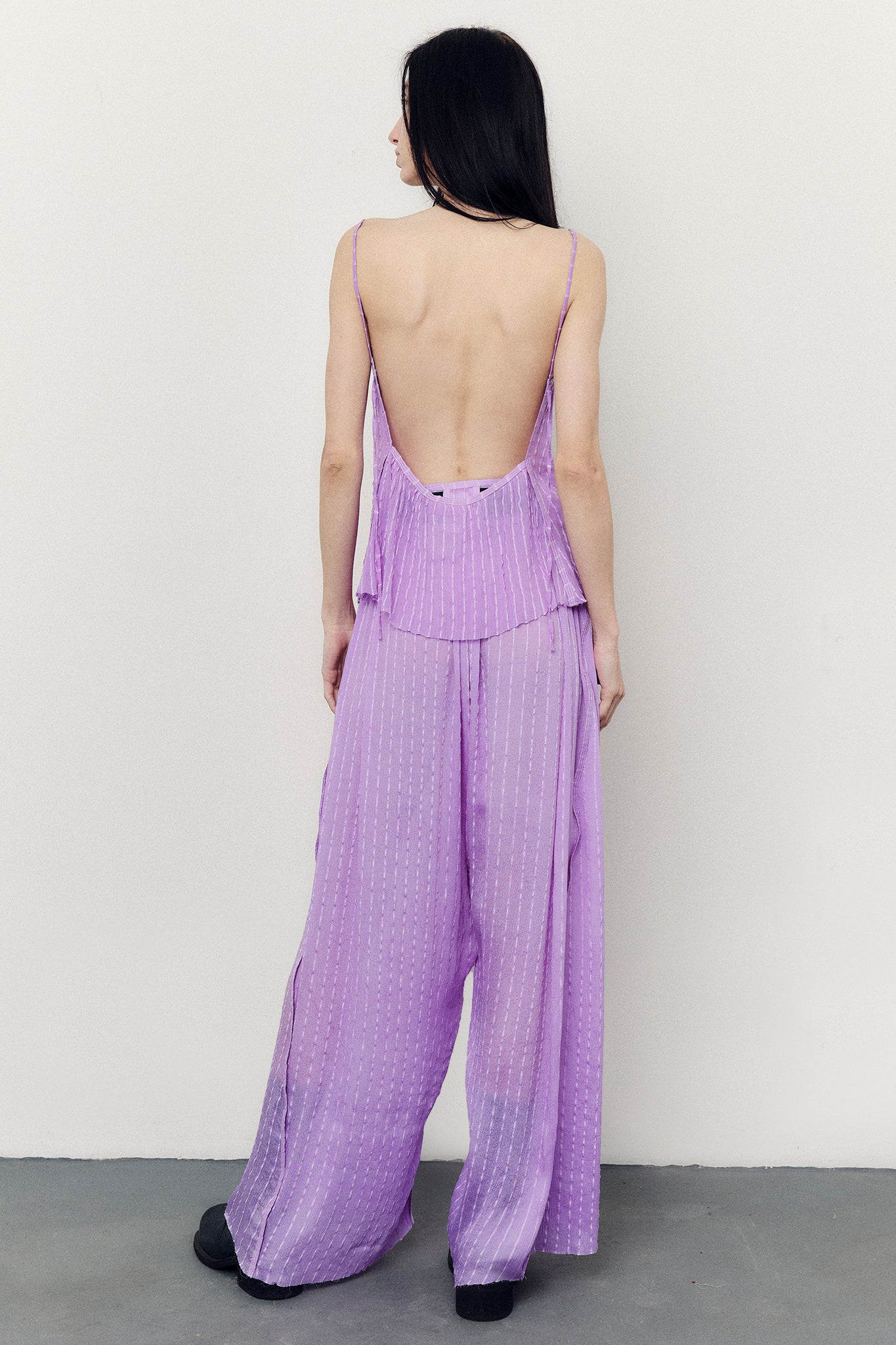 Top Decote Costas em Seda Texturizada - Lilás