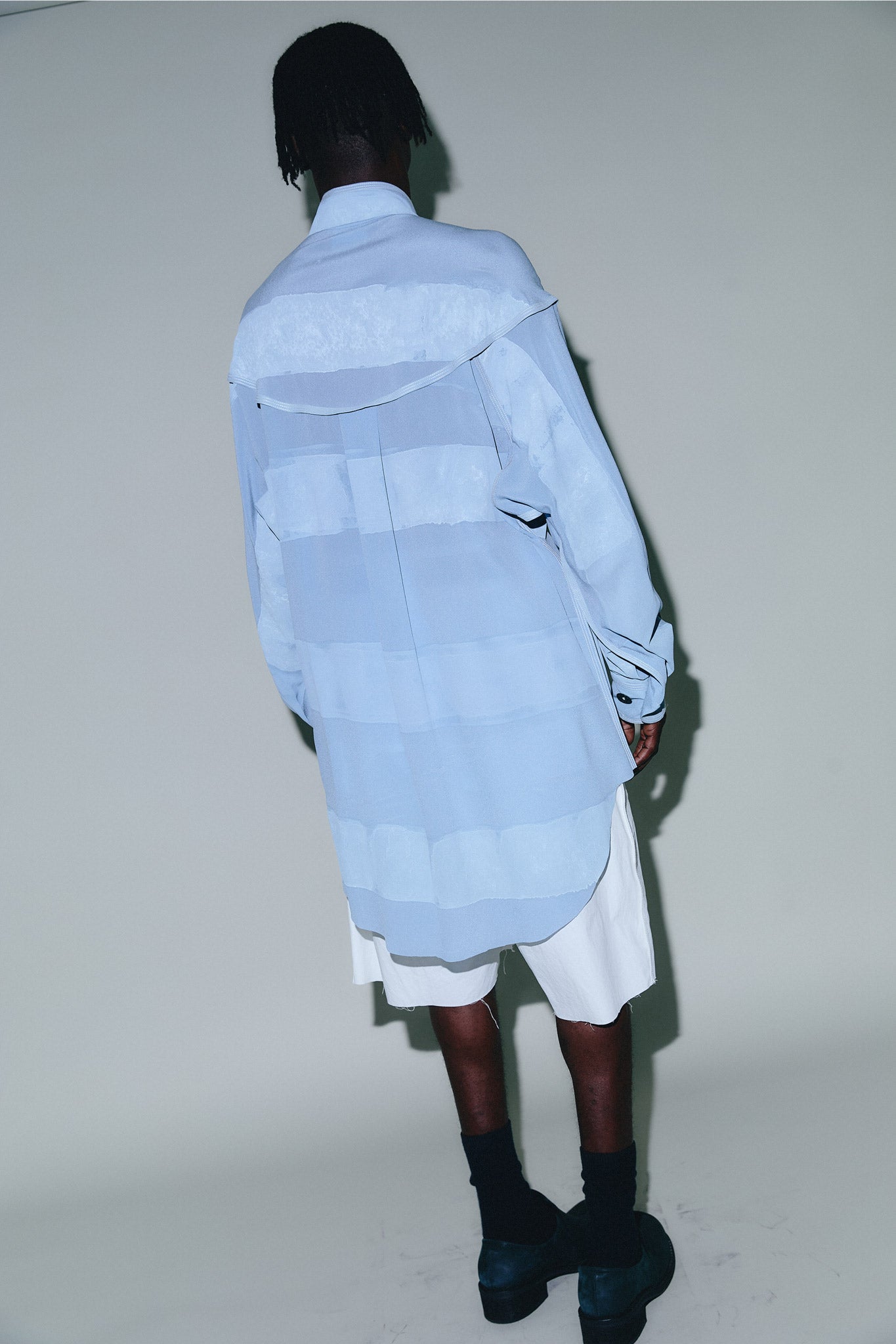 Camisa Manga Longa Seda - Azul
