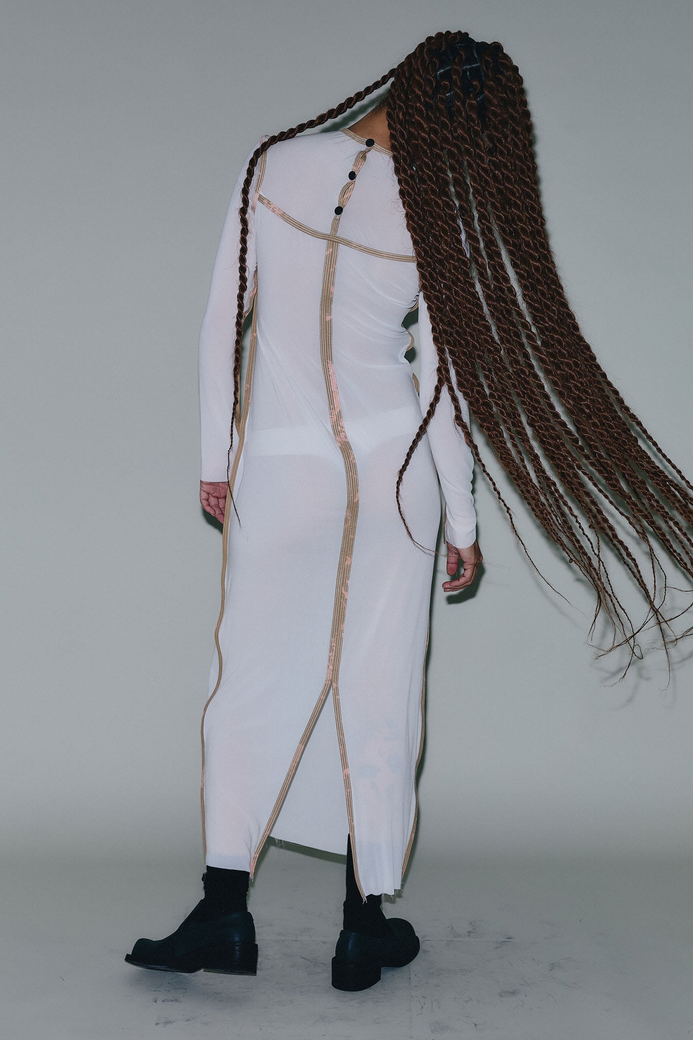 Vestido Manga Longa de Seda - Branco