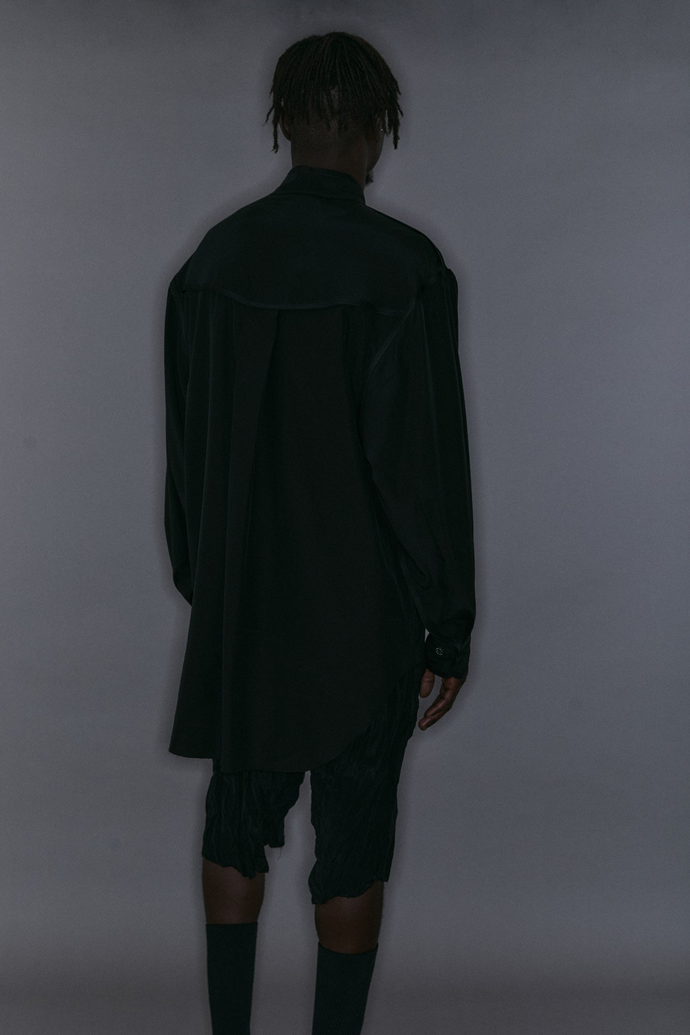 Blazer Plissado com Abotoamento Simples - Preto