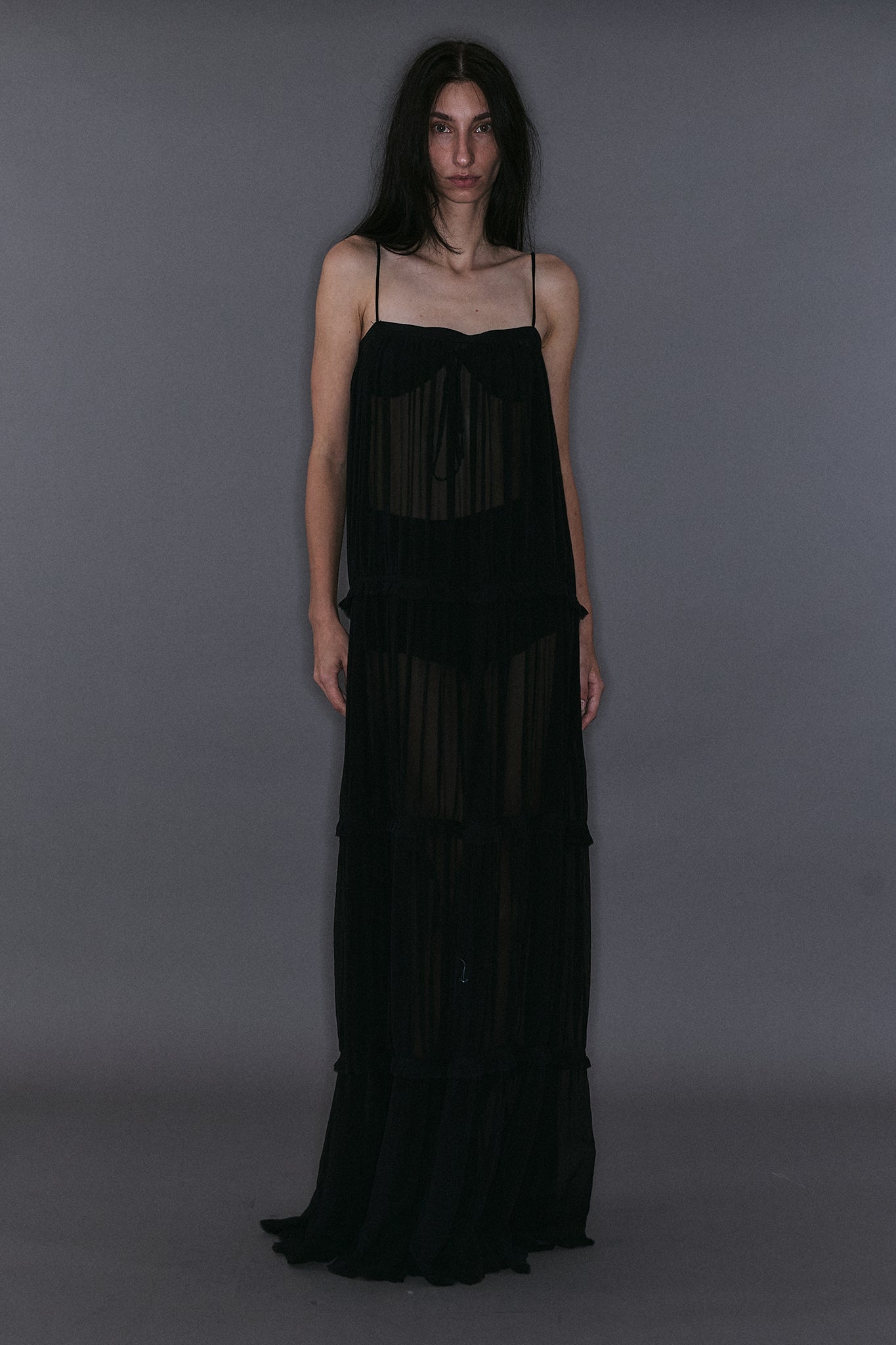 Vestido de Seda em Camadas - Preto