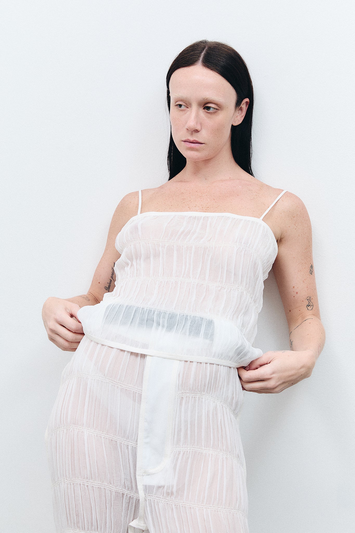 Top Decote Costas em Seda Drapeada - Branco