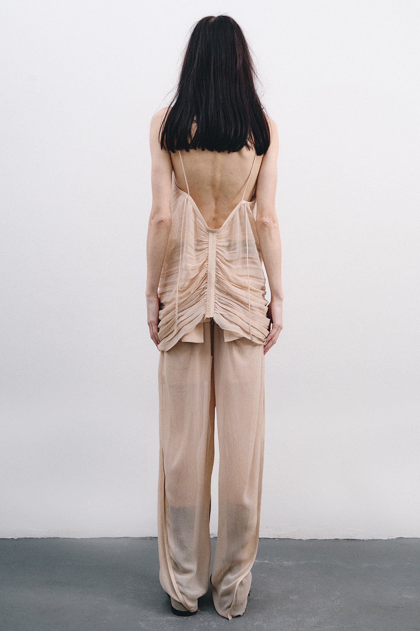 Blusa Sereia em Seda Drapeada - Off-White Tingido