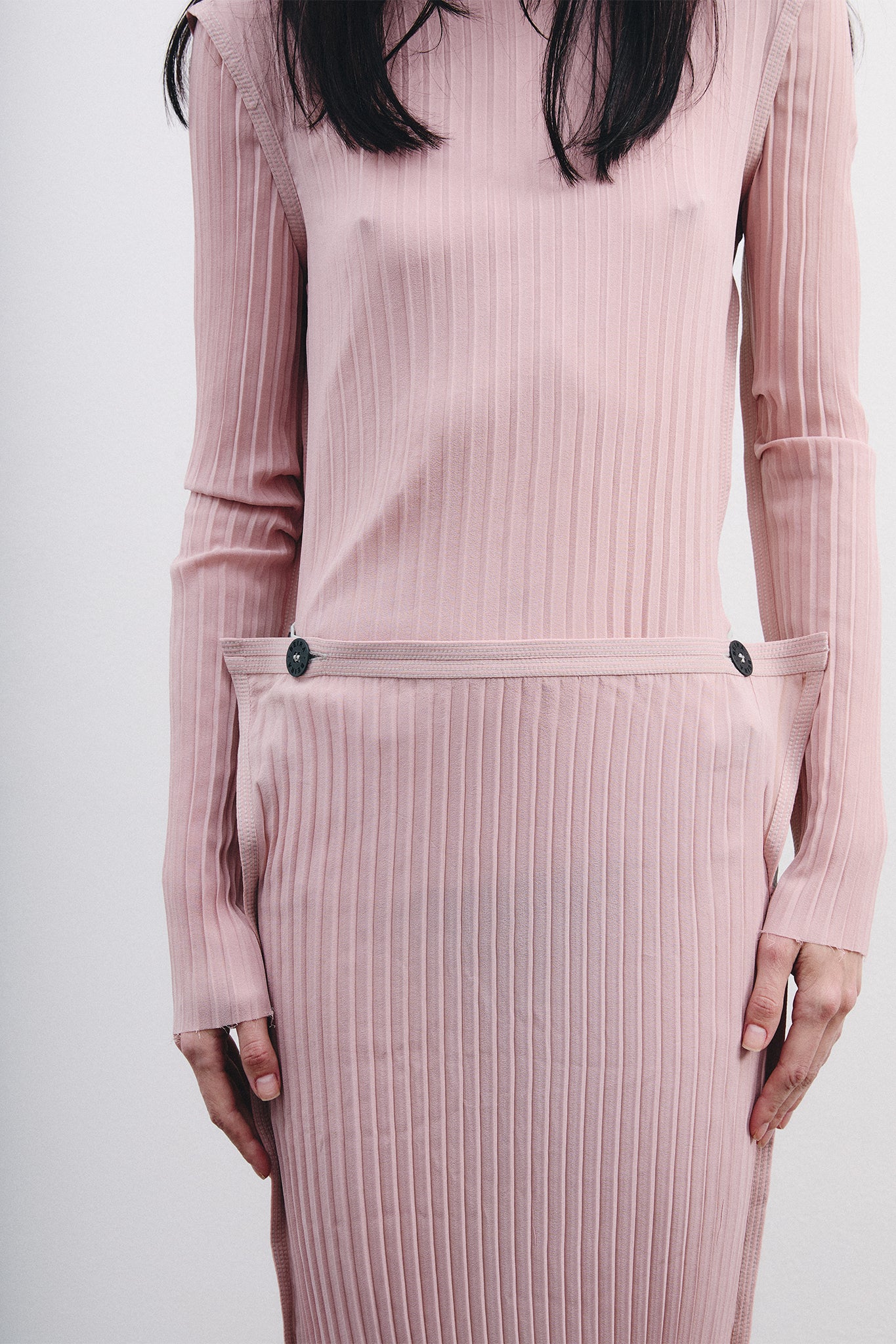 Blusa Slim em Seda Plissada - Rosa&Azul