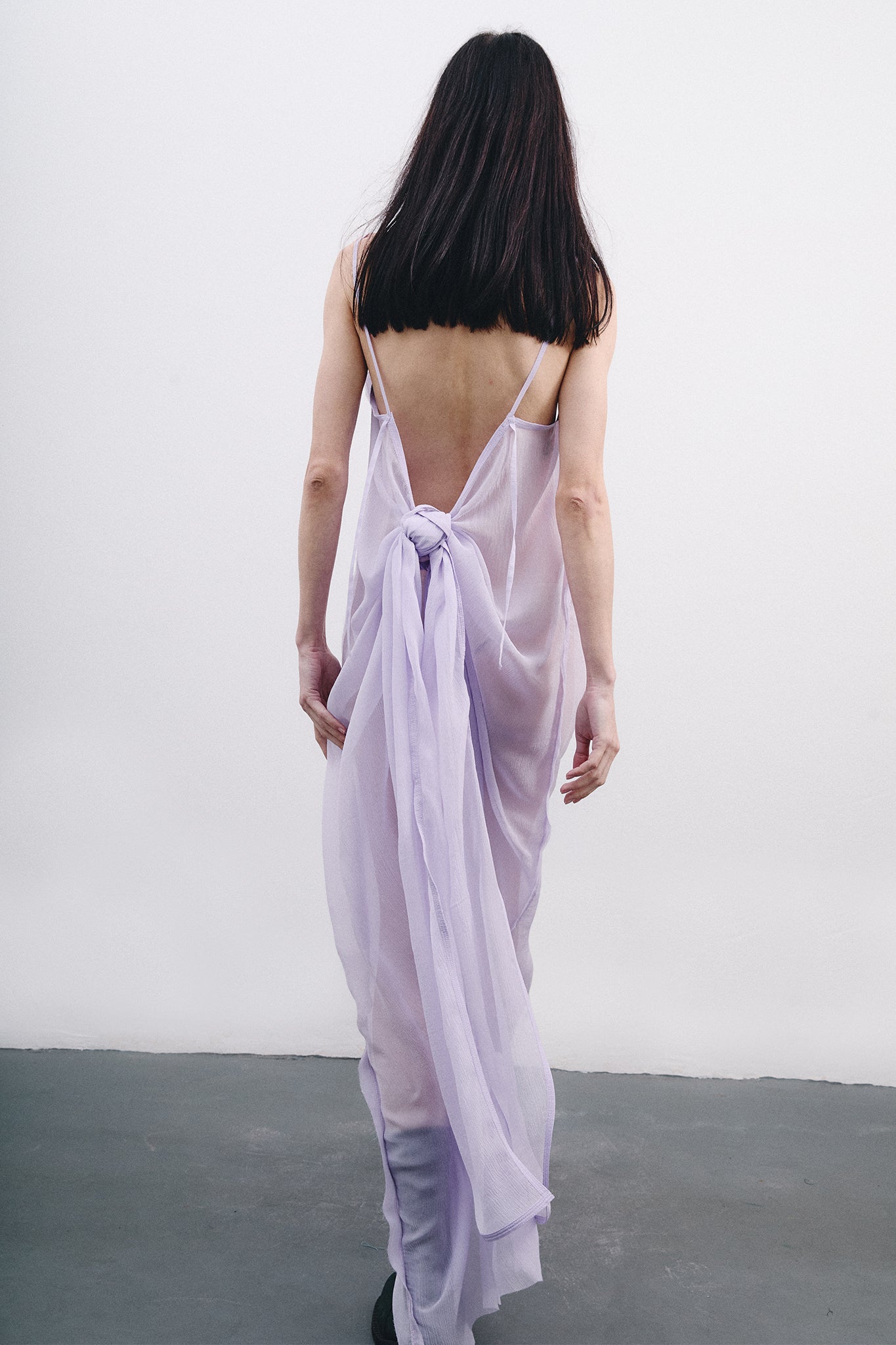 Vestido Barbara em Seda Chiffon - Lilás