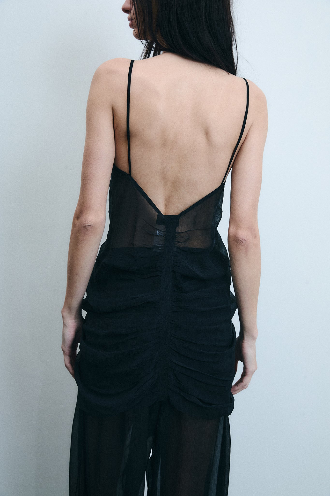 Blusa Sereia em Seda Drapeada - Preto