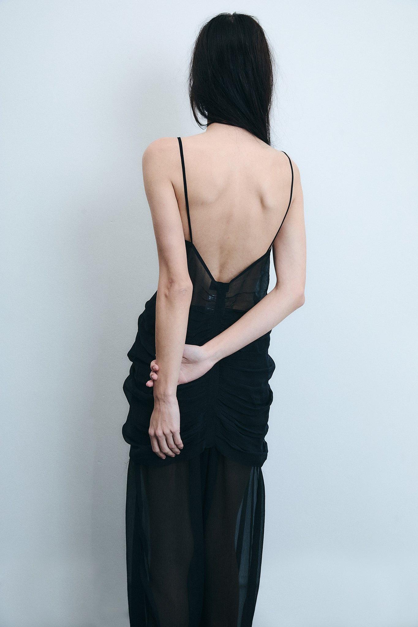 Calça Ampla em Seda Franzida - Preto