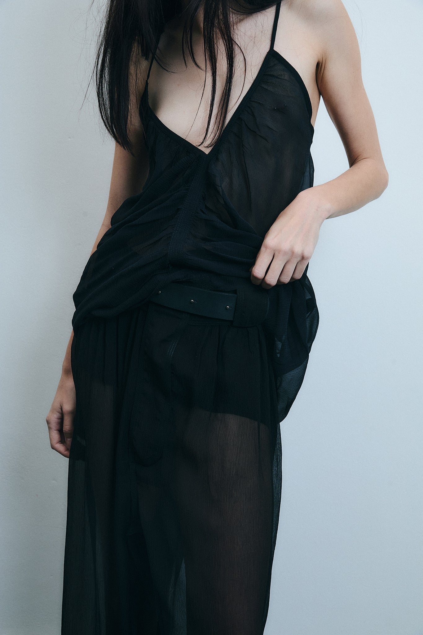 Blusa Sereia em Seda Drapeada - Preto
