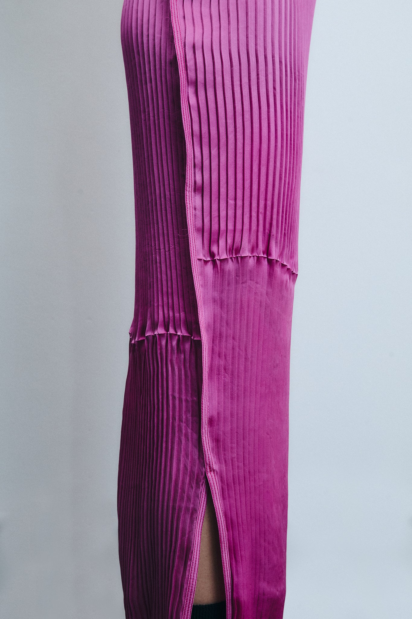 Vestido Plissado Sanfona em Seda - Rosa