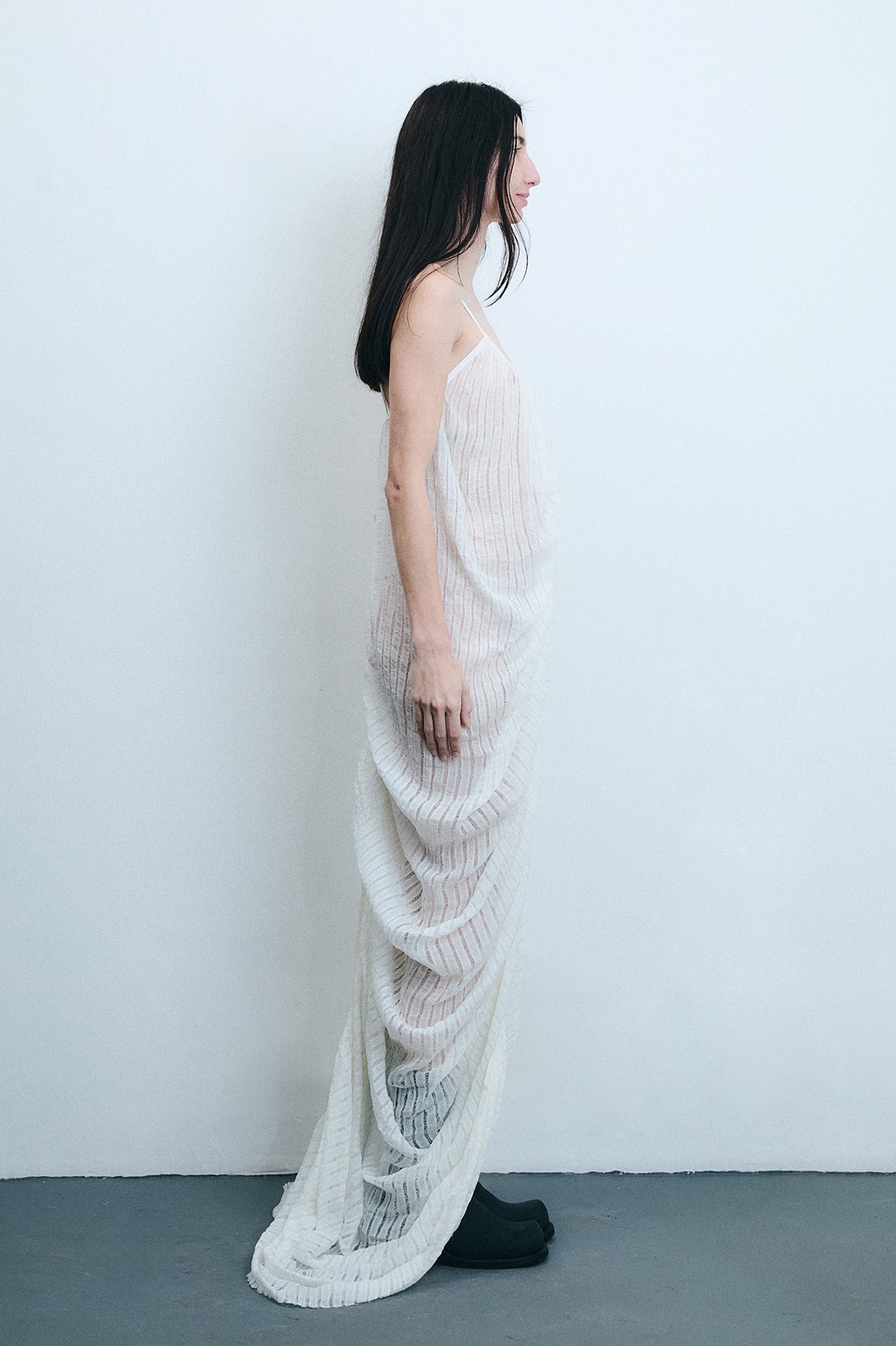 Vestido Sereia em Seda Drapeada - Branco