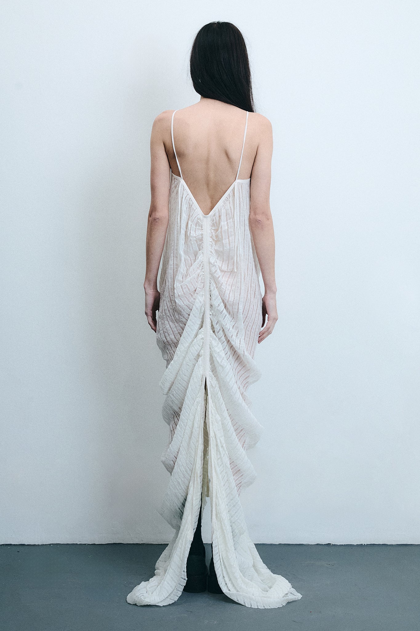 Vestido Sereia em Seda Drapeada - Branco