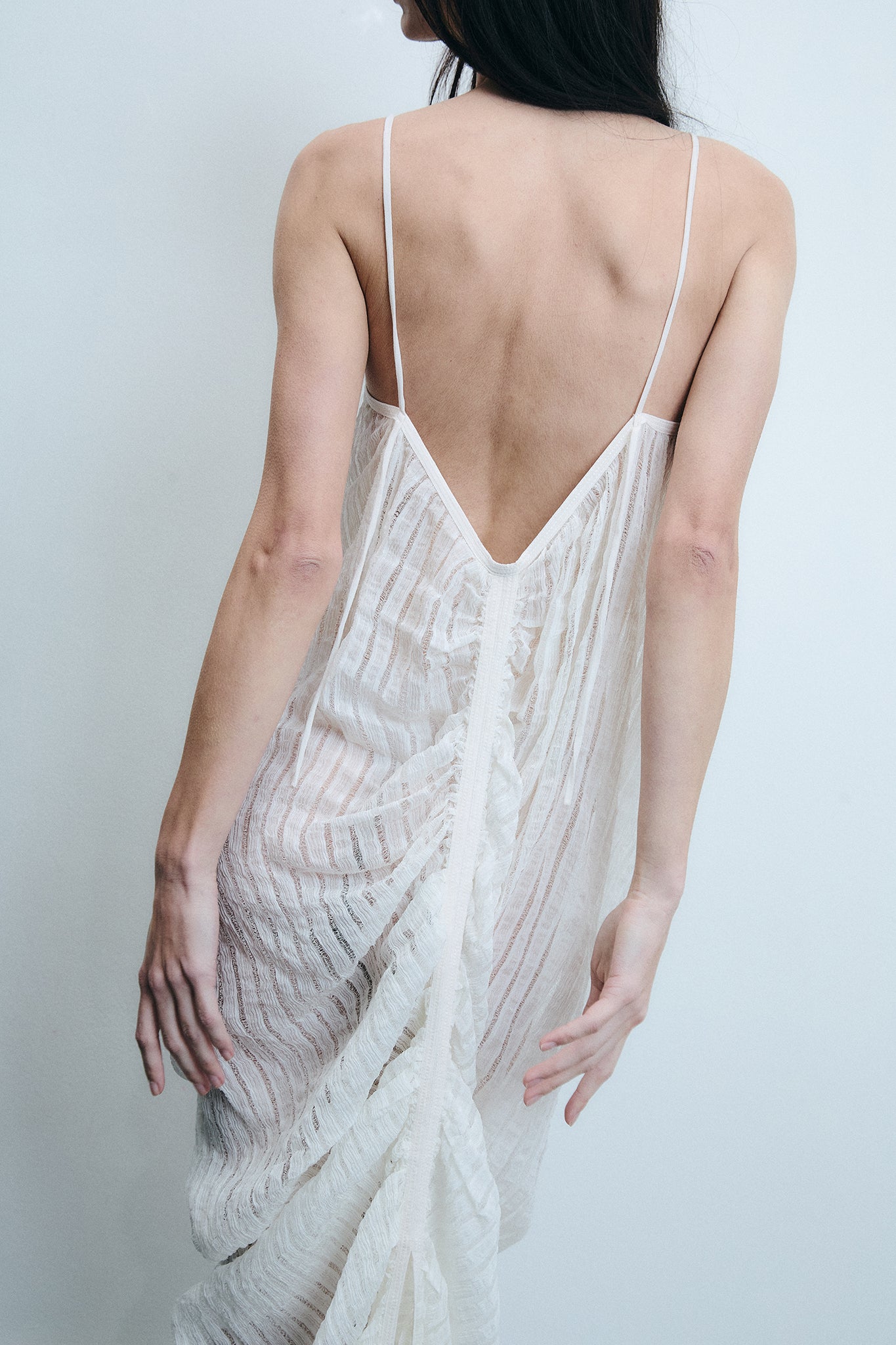 Vestido Sereia em Seda Drapeada - Branco