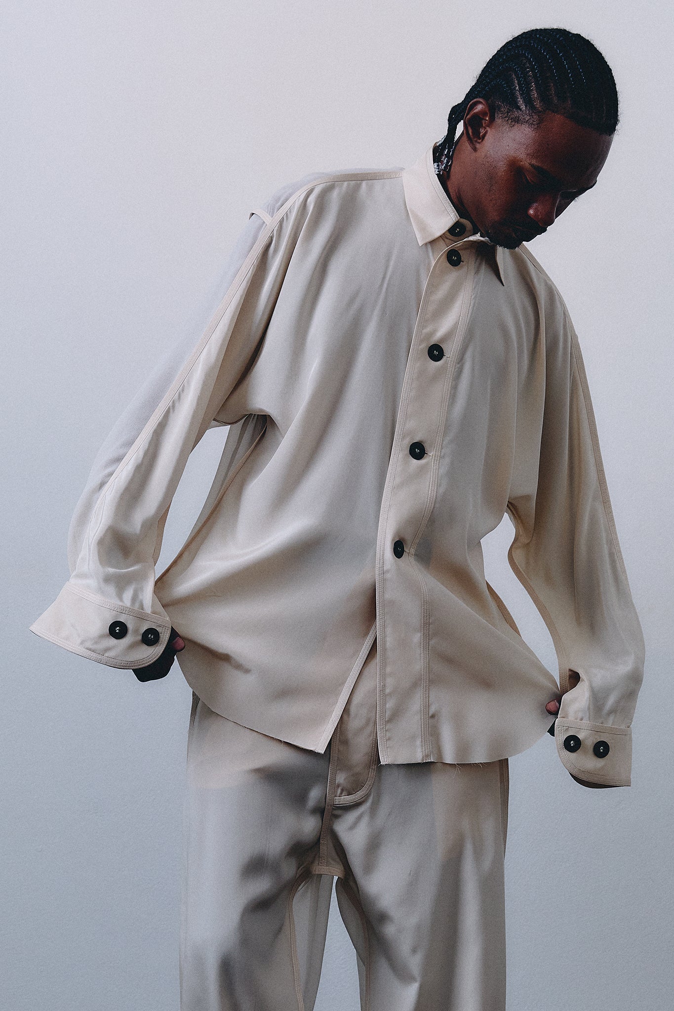 Camisa Seda Dupla - Off White