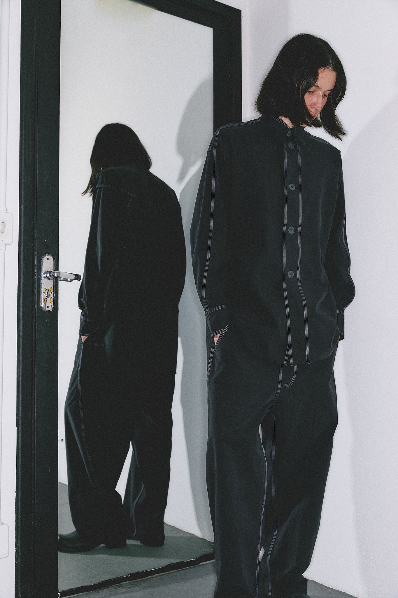 Calça Ampla Algodão - Preto