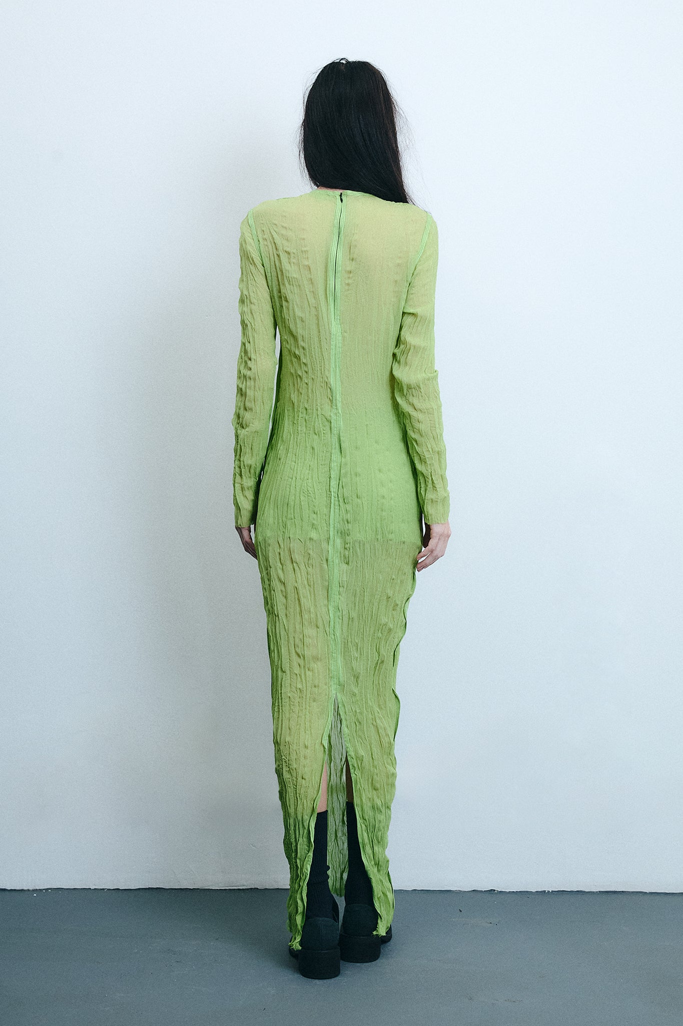 Vestido Manga Longa em Seda - Verde