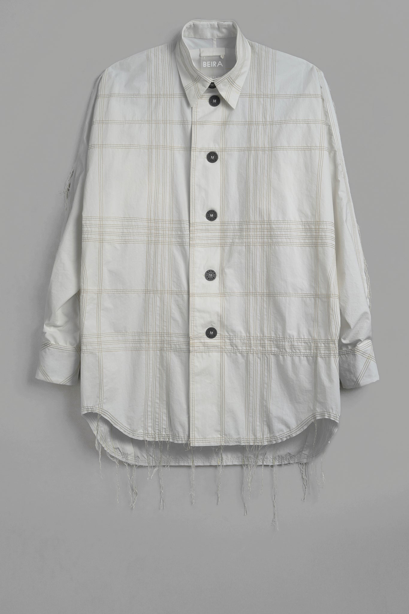 Overshirt Algodão Pespontada Franjas - Branco